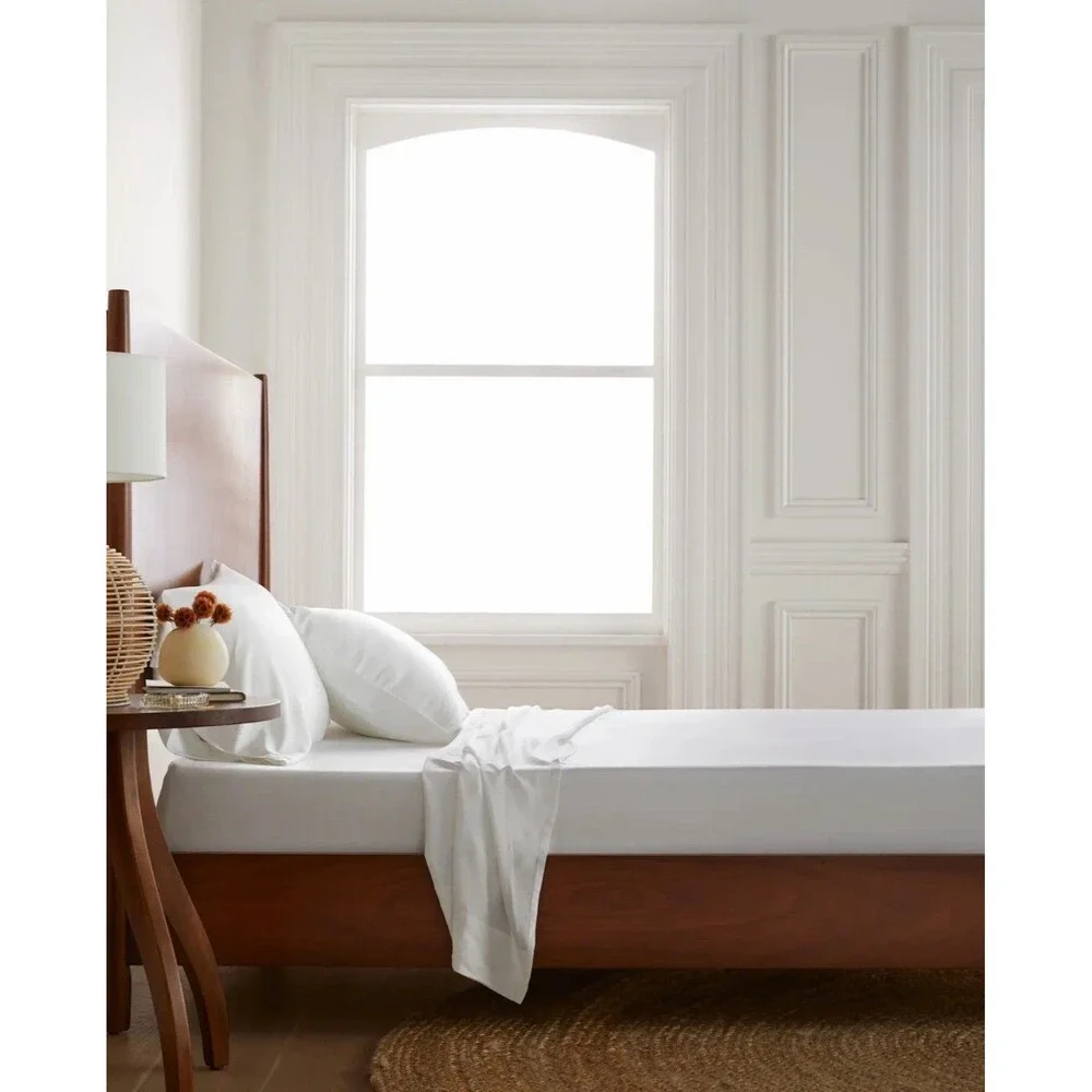 Quince Bamboo Sheet Set Cal King White Organic Viscose w/ Flat Sheet NWT $144